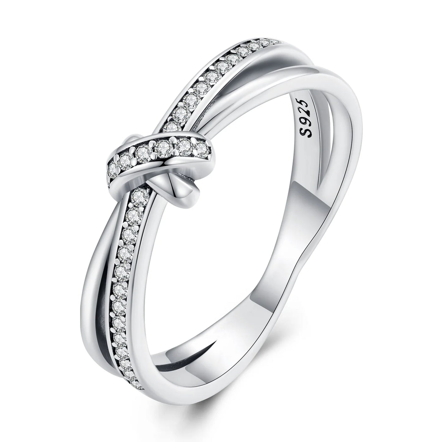 Factory Wholesale 925 Sterling Silver Vintage Knot Band Rings for Women Retro Clear CZ Wedding Ring Bezel Fine Jewelry SCR896