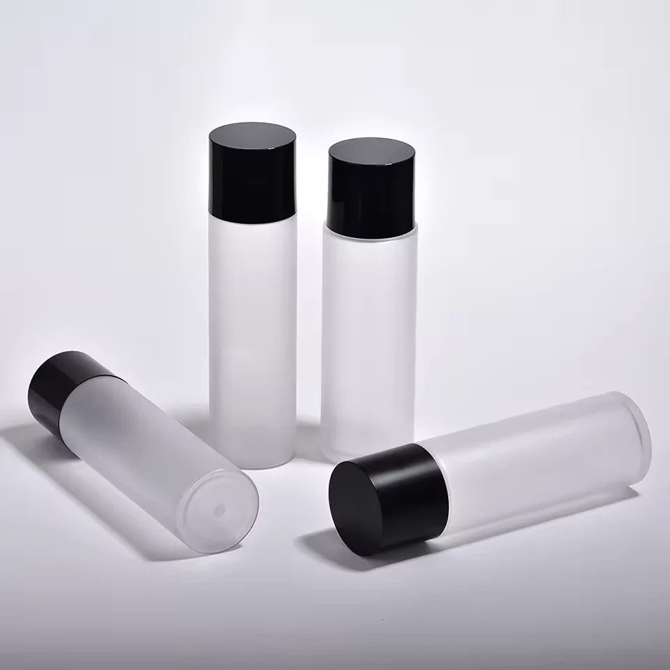 180ml 200ml Round PET White Frosted Sunscreen Tanning Oil Plastic Toner Bottle With Screw Cap for Skincare Packaging
