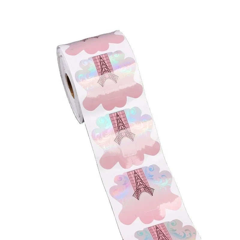 Sunkin Private Label 500pcs Per Roll Dual Head Longer Paper UV Gel Nail Sculpture Rocket-shape Form Extension Pink Custom Log