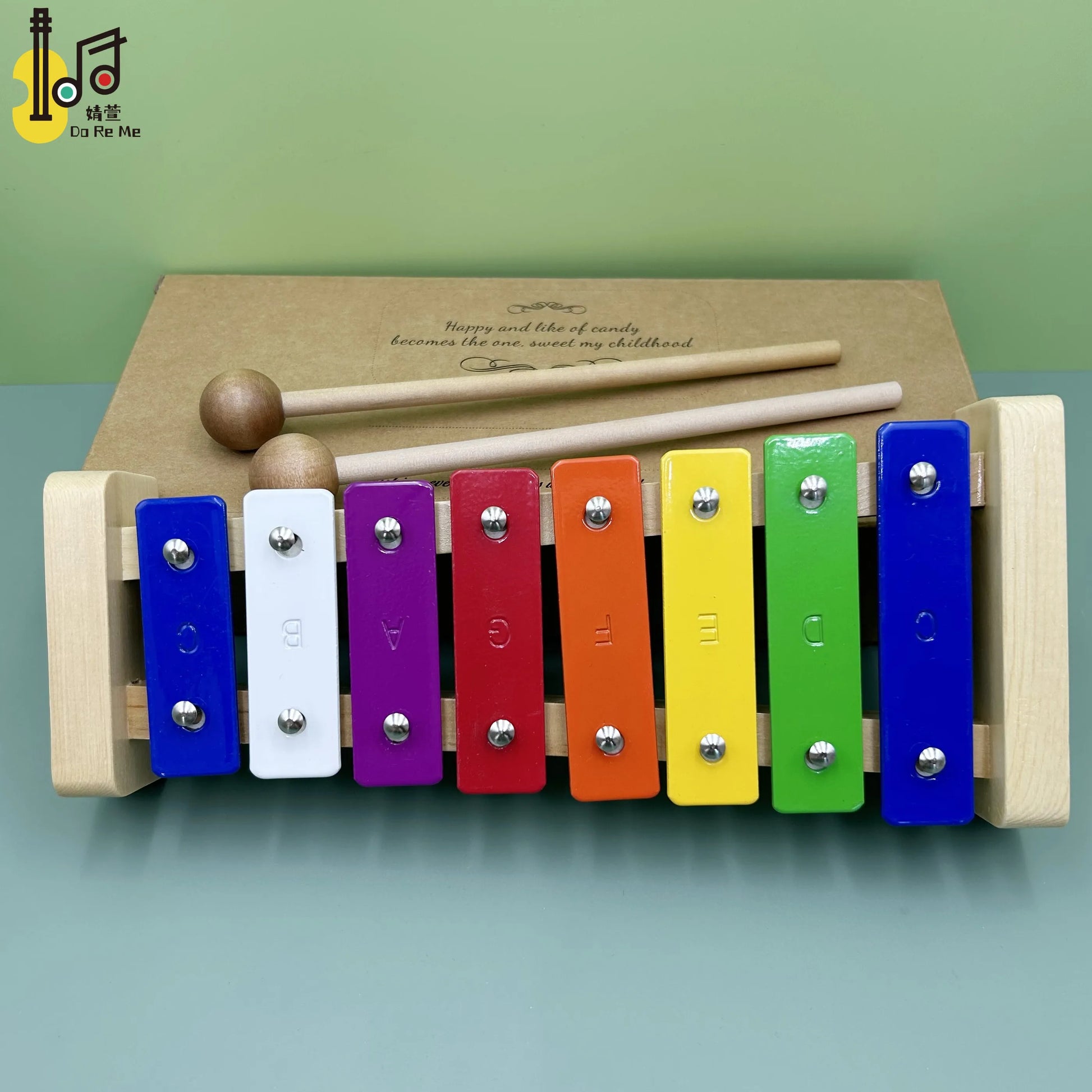 Percussion Xylophones Musical Instruments Metal Xylophone Colorful Bars With Gift Box Package of 8 Tone Xylophone Toys for Ki