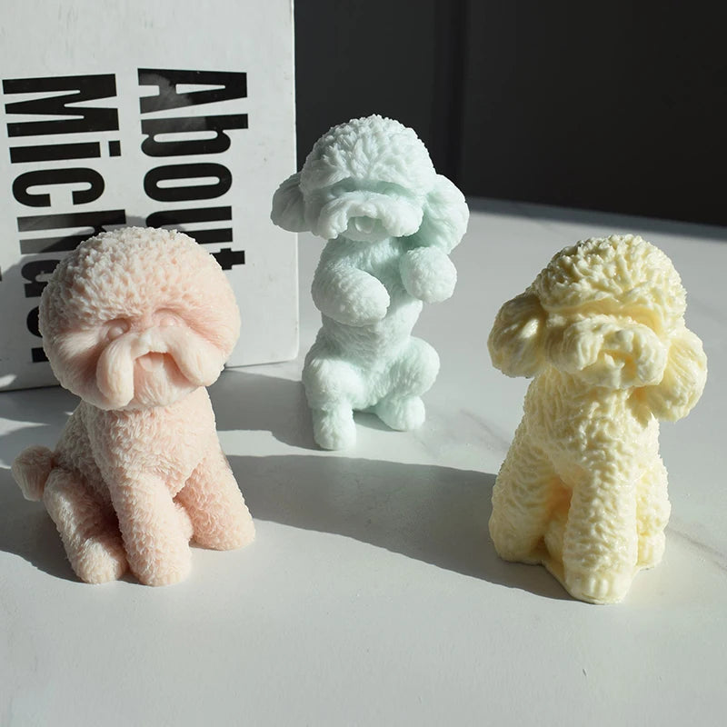 New Design Diy Handmade Making Animal Aromatherapy Plaster Molds Standing Teddy Dog Silicone Candle Mold