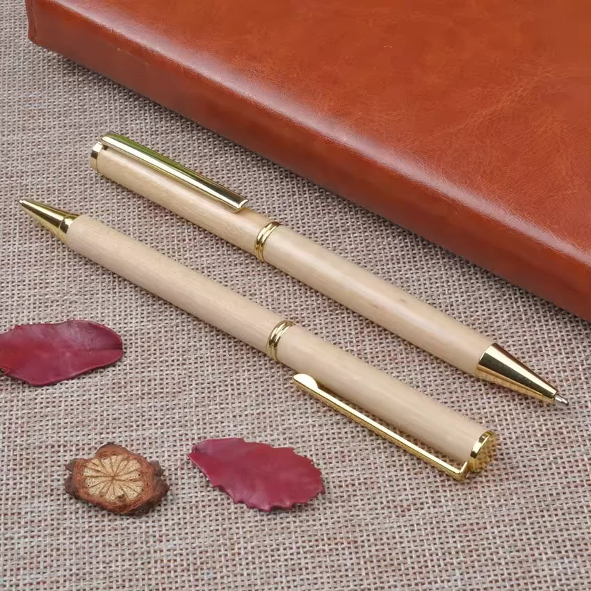 2025 Natural Color OEM Eco-friendly Slim Wood Ball Pen Promotional Gift Hotel Wooden Ballpoint Pen