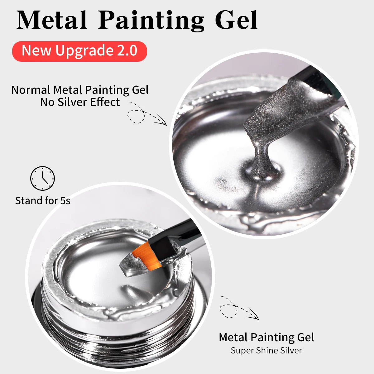 HONEY GIRL French Metal Gel Polish Eco-Friendly Non-Toxic Super Bright Silver Metallic Chrome Spider Nail Art