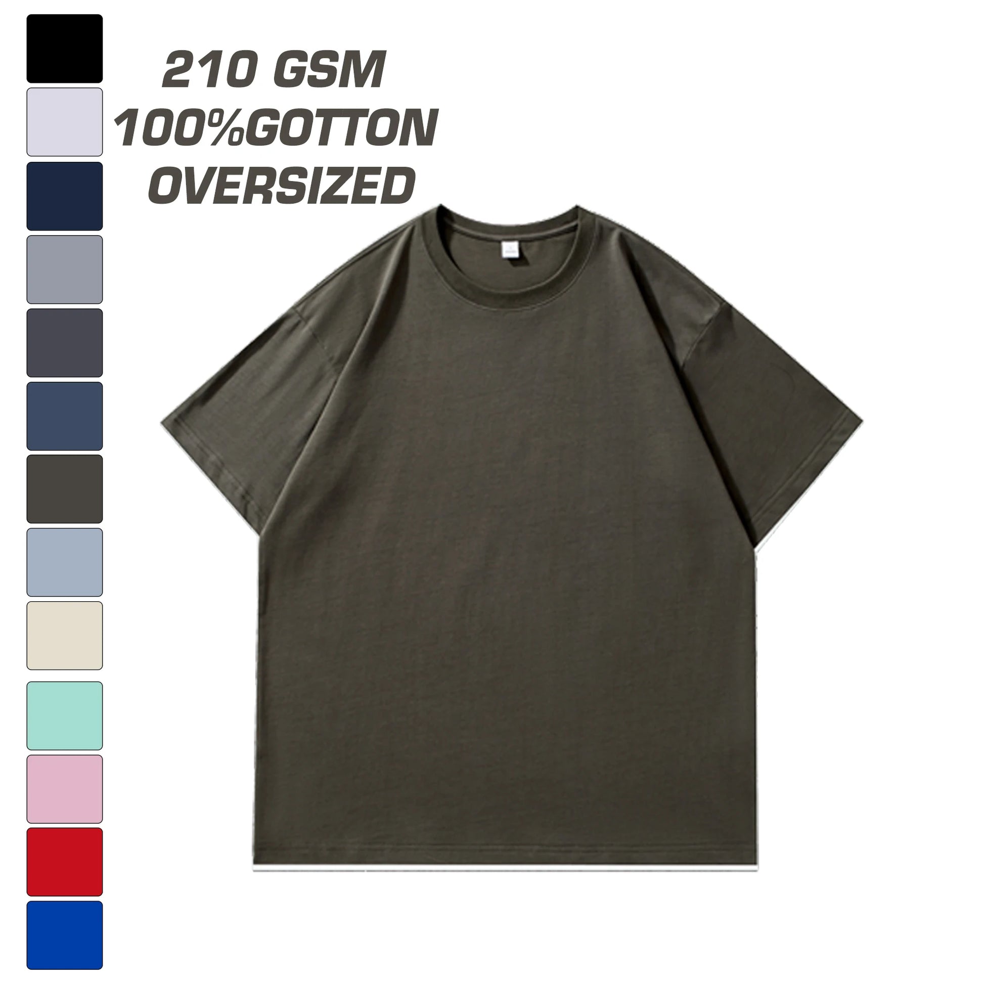 100% Cotton Crew Neck Plus Size Boxy Drop Shoulder T Shirt for Men 210 Grams Tshirt Oversize T Shirt