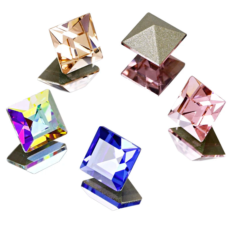 5mm Square Shape Crystal Fancy Stone Pointed Back K9 Glass Rhinestones Wholesale Loose Crystal Beads for Jewelry Diy Accessor