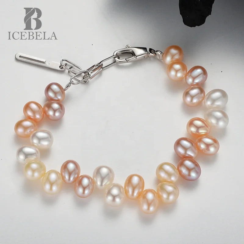 Wholesales Party Weddings Gift Light Luxury S925 Sterling Silver Nearly Flawless Natural Freshwater Pearl Bracelet for Women