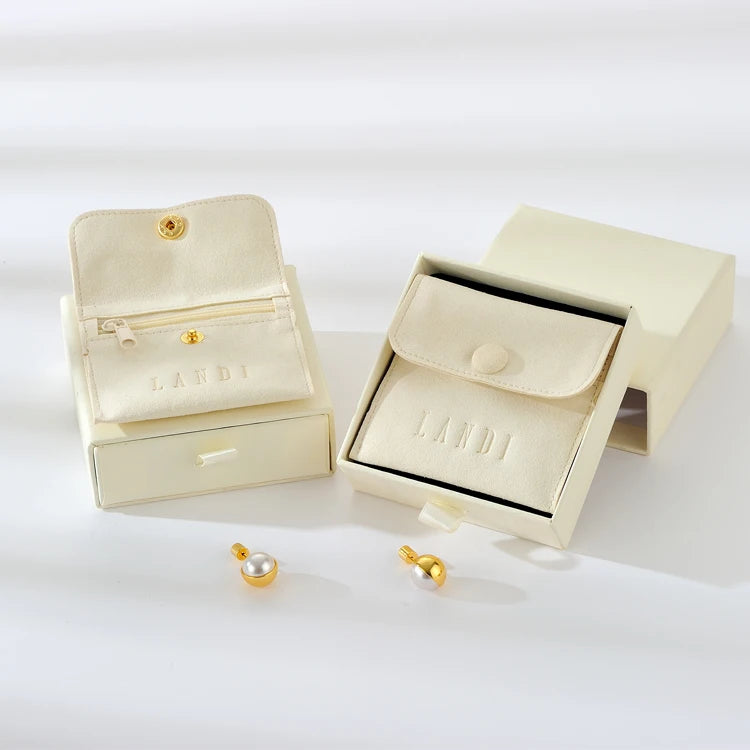 Custom Logo Flap Package Bags Small Jewellery Storage Bag Gift Packaging Necklace Ring Velvet Jewelry Button Zipper Pouches