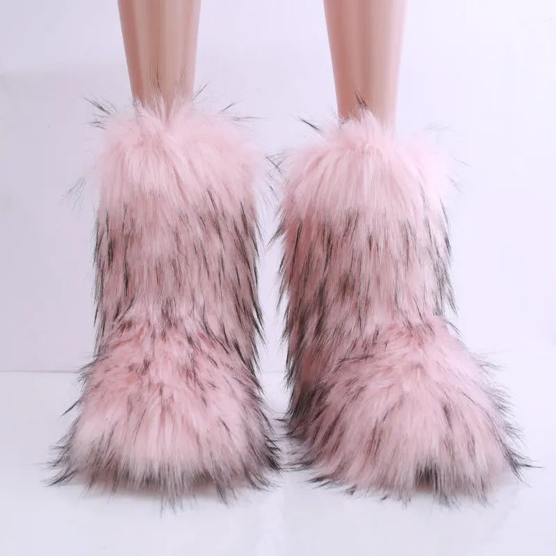 Wholesale  Raccoon Fur Boots for Women 2025 Ladies Winter Mongolian Raccoon Fur Boots