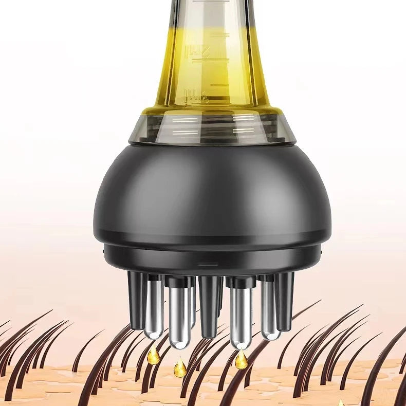 Portable Mini Scalp Massager with Comb Brush Hair Oil Applicator Fluid Root Scalp Treatment Device