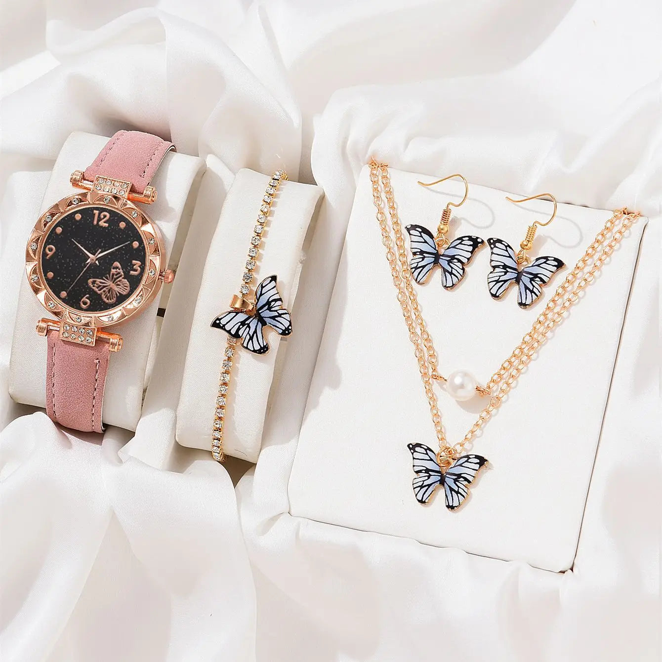 Hot Watch Bracelet Set Fashion Women's Gift Quartz Watch butterfly Jewelry Watch Set
