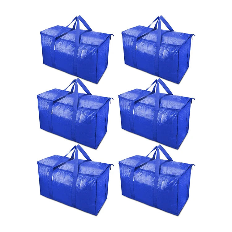 China Custom New Fashion Large Tote Promotion Recycled Reusable Laminated PP Woven Moving Storage Bags With Zipper