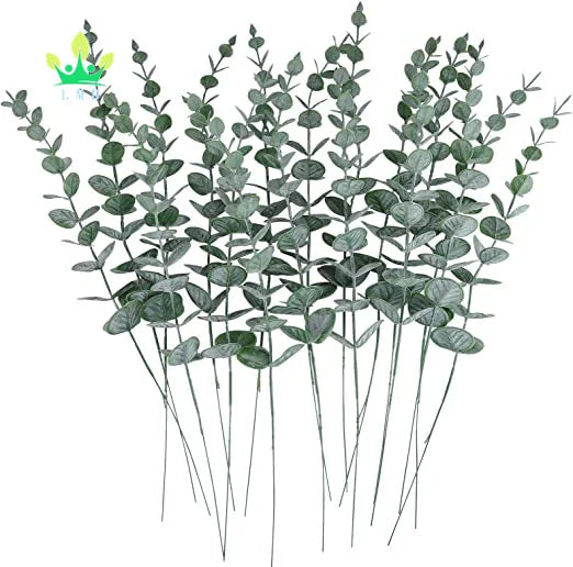 24pcs Eucalyptus Stems Decor Artificial Eucalyptus Leaves Faux Greenery Branches for Wedding Centerpiece Flower