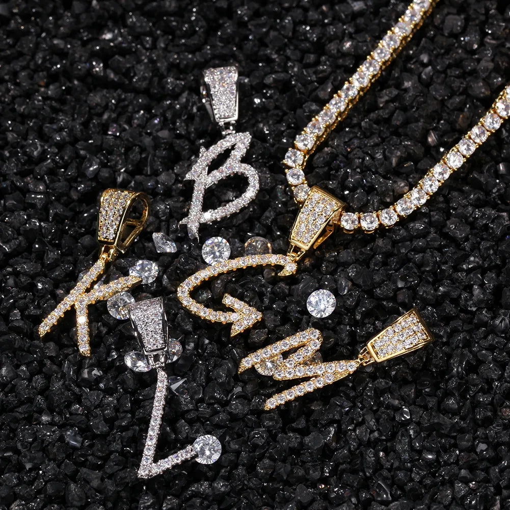 Customizable Iced Gold/Silver Hip Hop Pendant Necklace Bubble Diamond CZ Zircon Link Chain for Wedding Parties Drop Shipping