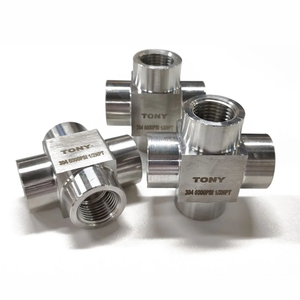 COVNA Urgent Order NPT/BSP/G Stainless Steel SS304 316 Cross Pipe Fitting High Pressure Female Male Thread Cross Pipe Fitting
