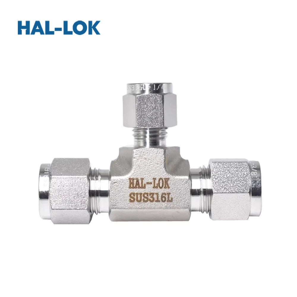 316 Stainless Steel T-Type Reducing Union Tee Double Ferrule Fitting Polished Forged High Pressure for 10mm Gas Pipeline Mode