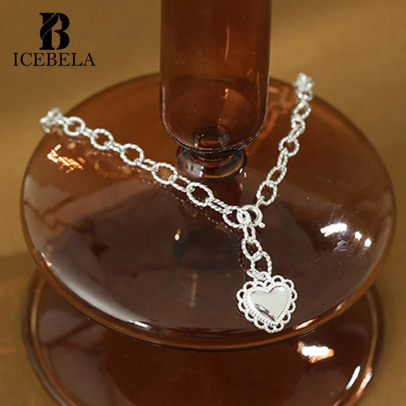 ICEBELA Fine Jewelry 18k Gold Plated Adjustable Cross Chain Heart Pendant 925 Sterling Silver Anklet for Men Women
