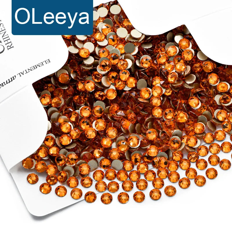OLeeya Wholesale 16 Cuts Xirius Rose B Color Glass Non Hot Fix Crystals Bright Strass Flat Back Rhinestone for Bikini Dress D