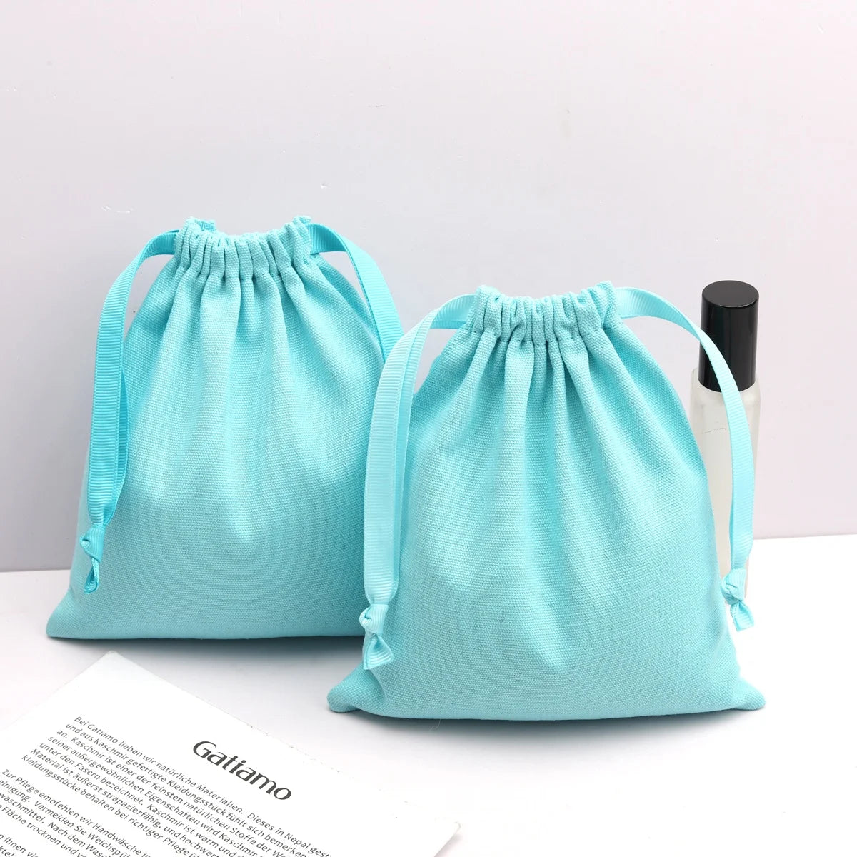 Reusable 8Oz Canvas Customizable Eco-Friendly Drawstring Bag for Soap Cosmetic Jewelry Photo Frame & Craft Gifts