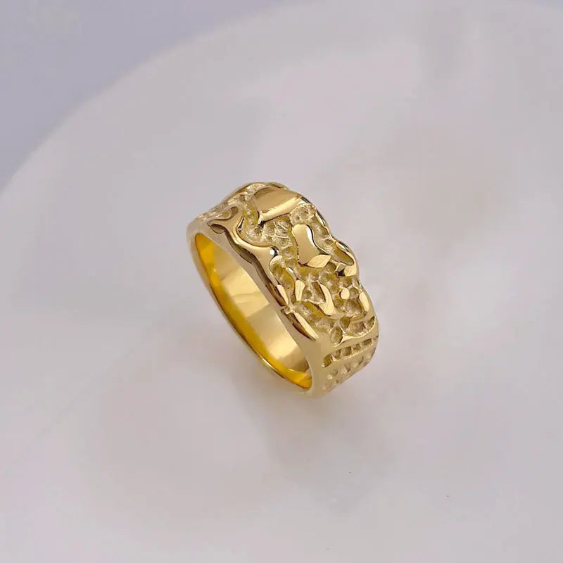 Fashion Jewelry Personality Hip-hop Style Stainless Steel Gold Plated Zircon Women Jewelry Rings