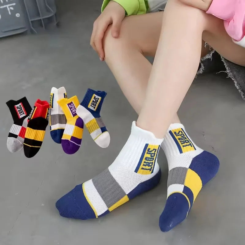 Wholesale Breathable Sports Ankle Socks Boys Neutral Kids Youth Basketball Athletic Socks Set