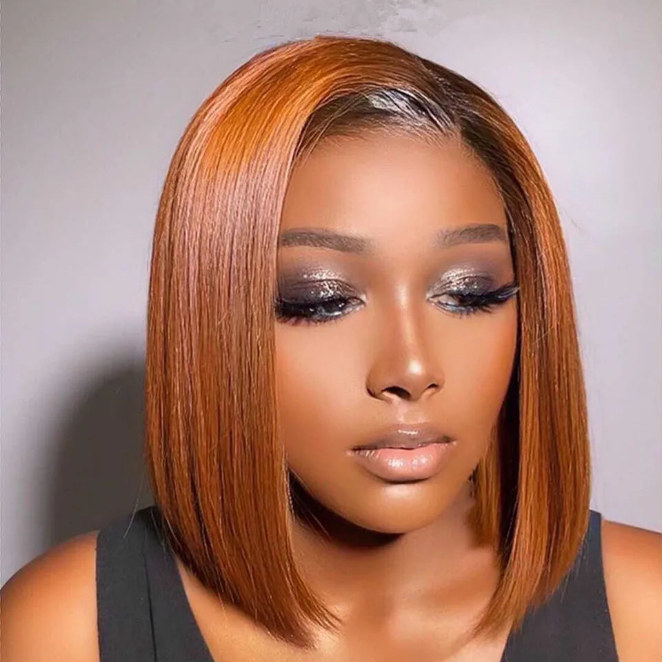 Cheap Short Bob Cut Straight 613 Honey Blonde Ginger Pink Ombre Color 4X4 5X5 6X6 HD Full Lace Frontal Closure Human Hair Wig