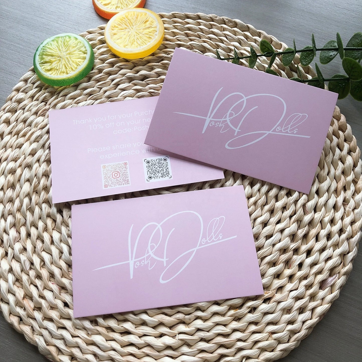 Custom Printed 300gsm Coated Paper Matte Finish Pink Color Cute 'Thank You' Card for Business Promotion Gift