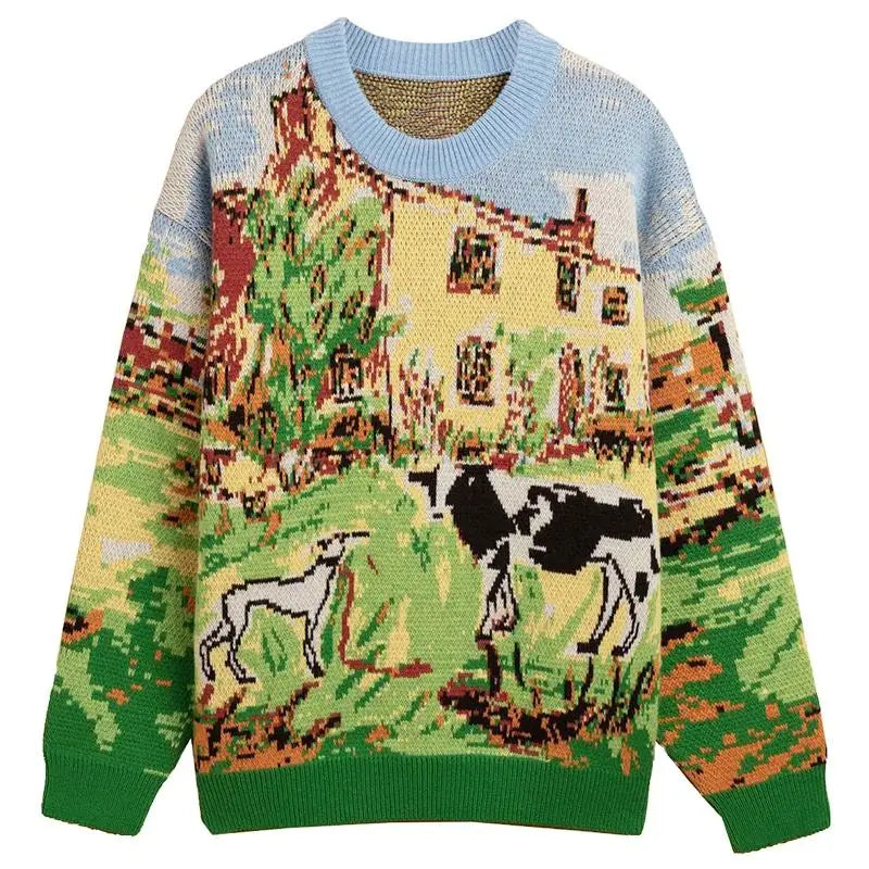 2026 Custom Design Men's Long Sleeve Winter Cotton Knit Crew Neck Sweater Anti-Shrink Jacquard Knitwear OEM ODM Custom Knitte