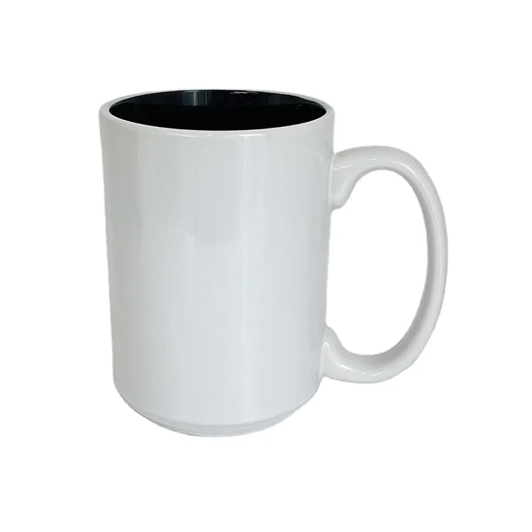 Classic 4-Piece Set of Black Inside White Outside Sublimation Ceramic Mugs With Handgrip for Back to School