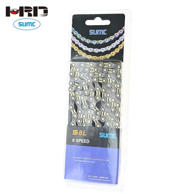 S8L Gray Gold 116L Light Chains for Folding Bike Cassettes Half Hollow 8s / 24s Mountain Bicycle Chains 8 Speed Road Bike Cha