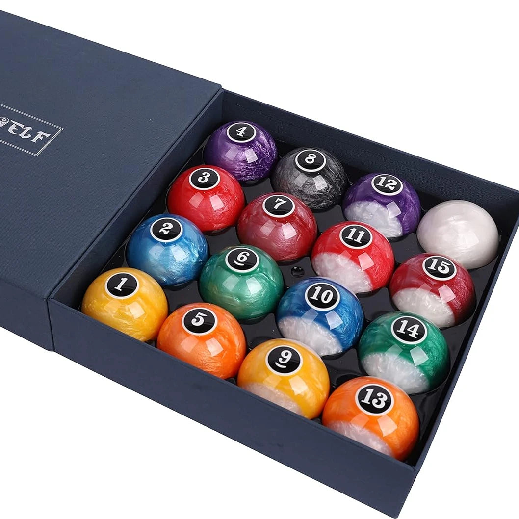 Cueelf Professional Pool Balls 2-1/4 Inch 16 Balls Set Resin Cue Ball for Sports for Pool Tables