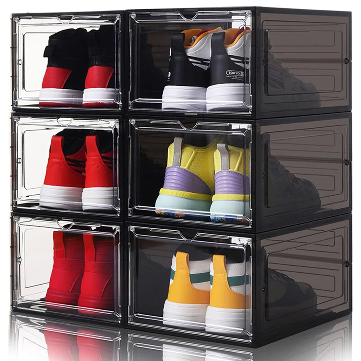 Foldable Eco-Friendly Plastic Sneaker Storage Box Injection PP Rectangle Shoe Box Space-Saving Modern Shoe Organiser