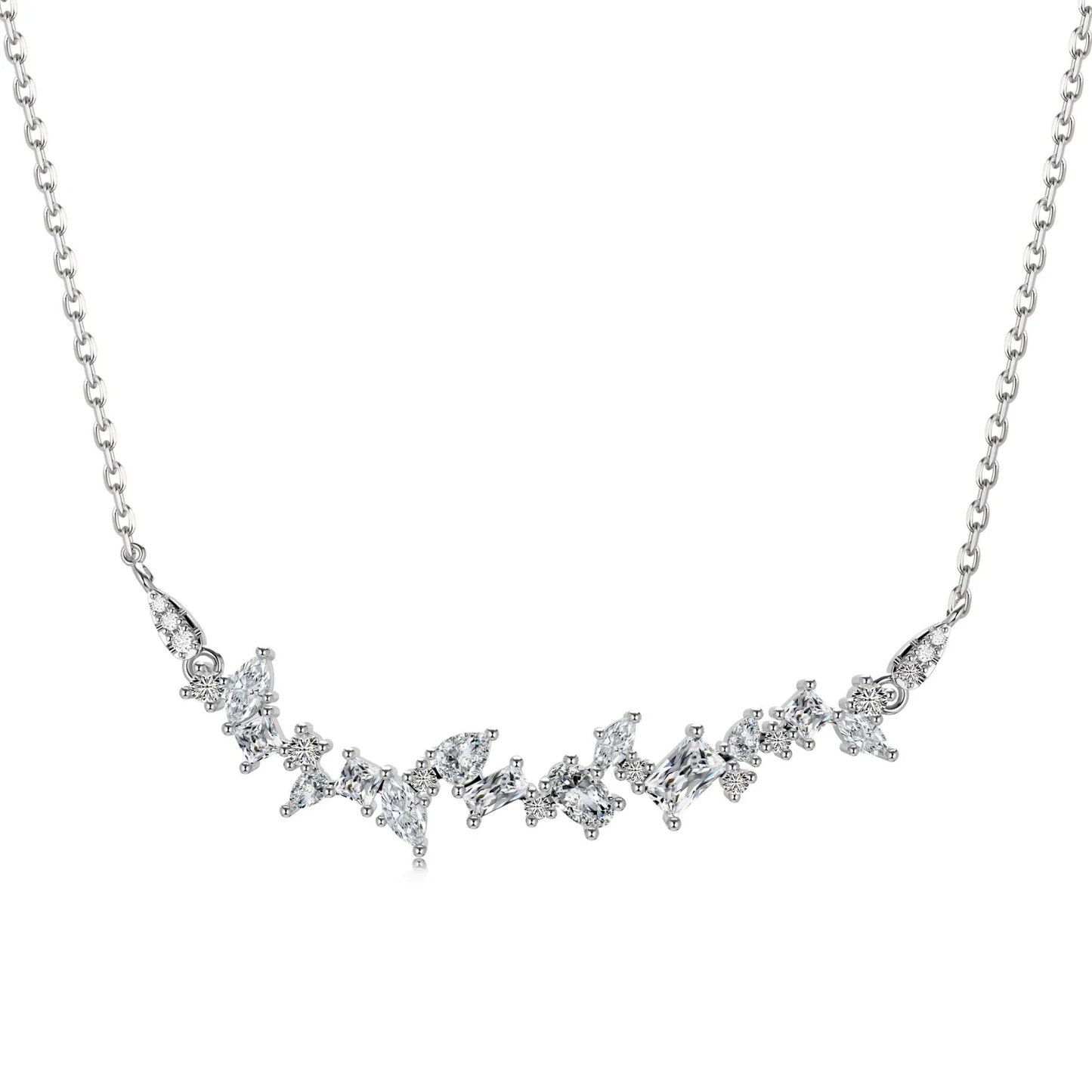 Dylam Minimalist Geometric Design Trendy 925 Sterling Silver Irregular Bar Shape Multiple Shape 5A Zirconia Pendant Necklaces