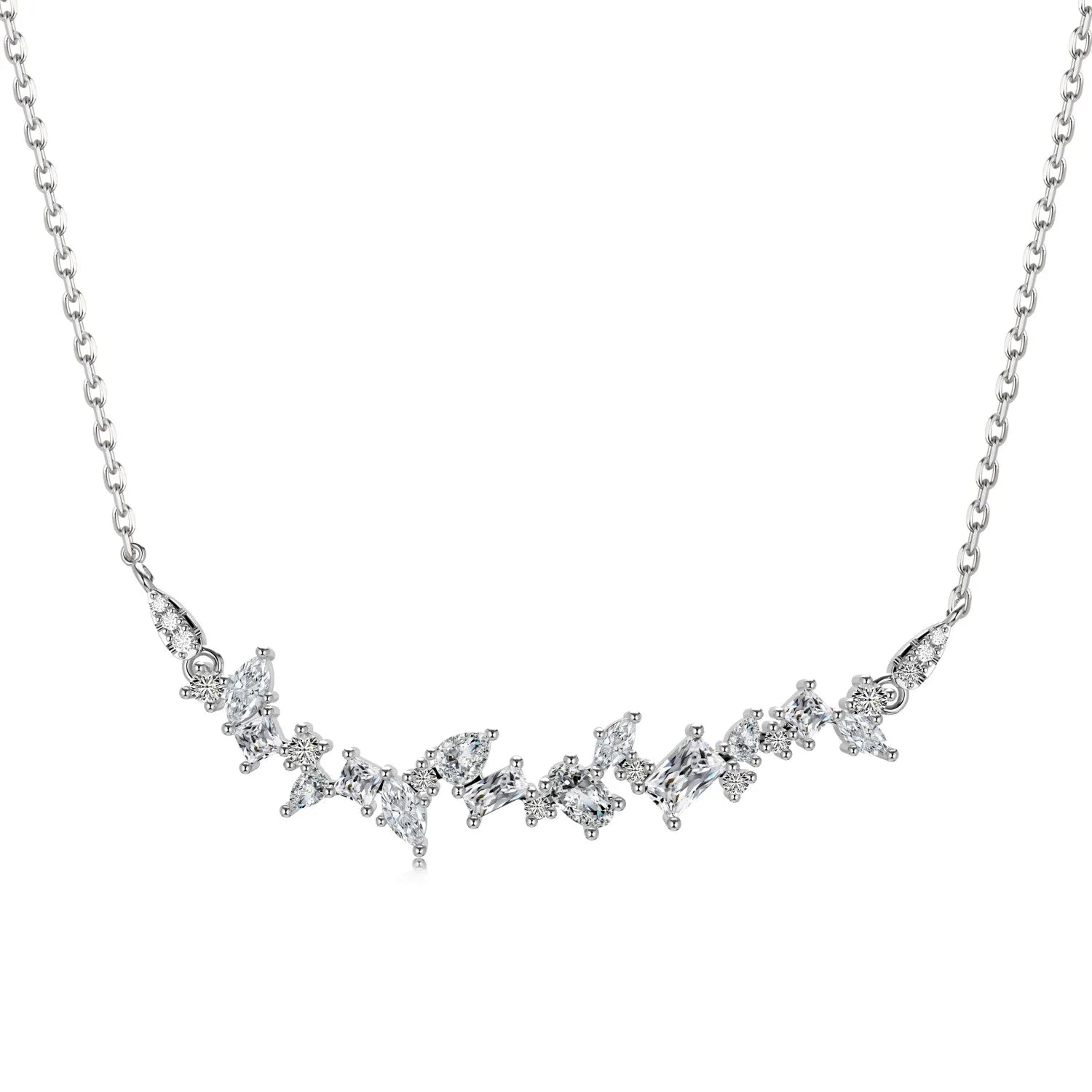 Dylam Minimalist Geometric Design Trendy 925 Sterling Silver Irregular Bar Shape Multiple Shape 5A Zirconia Pendant Necklaces