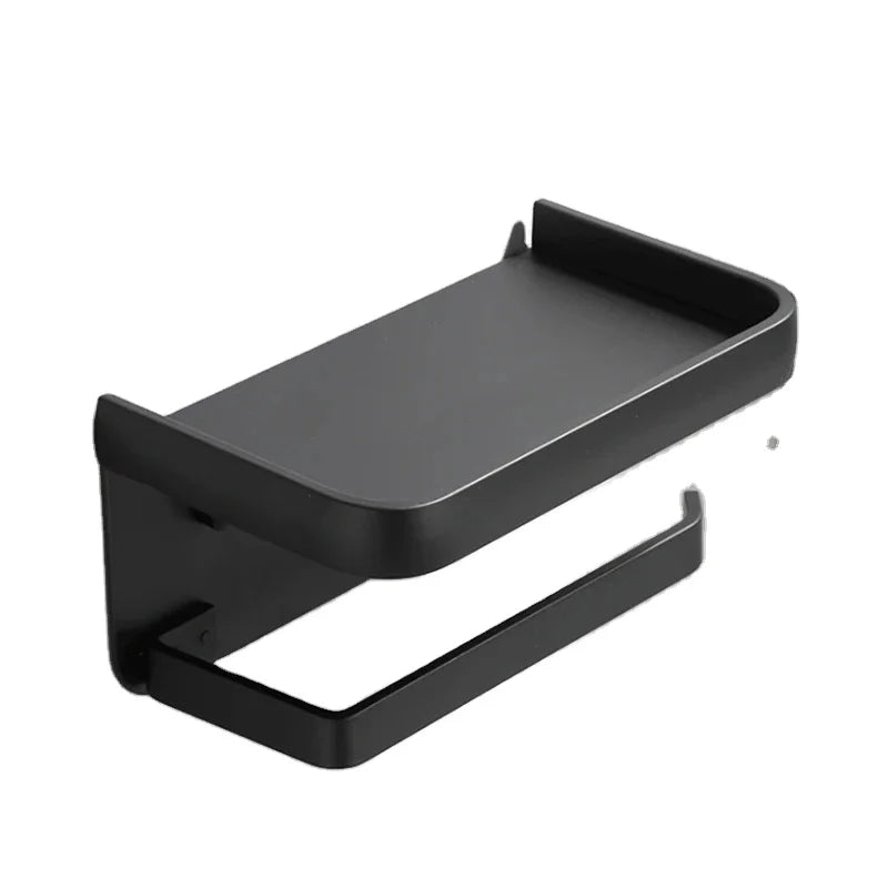 Metal Toilet Paper Holder Wall-Mounted Paper Roll Holder Storage Tray Toilet Organizer Phone Stand Bathroom Accessories