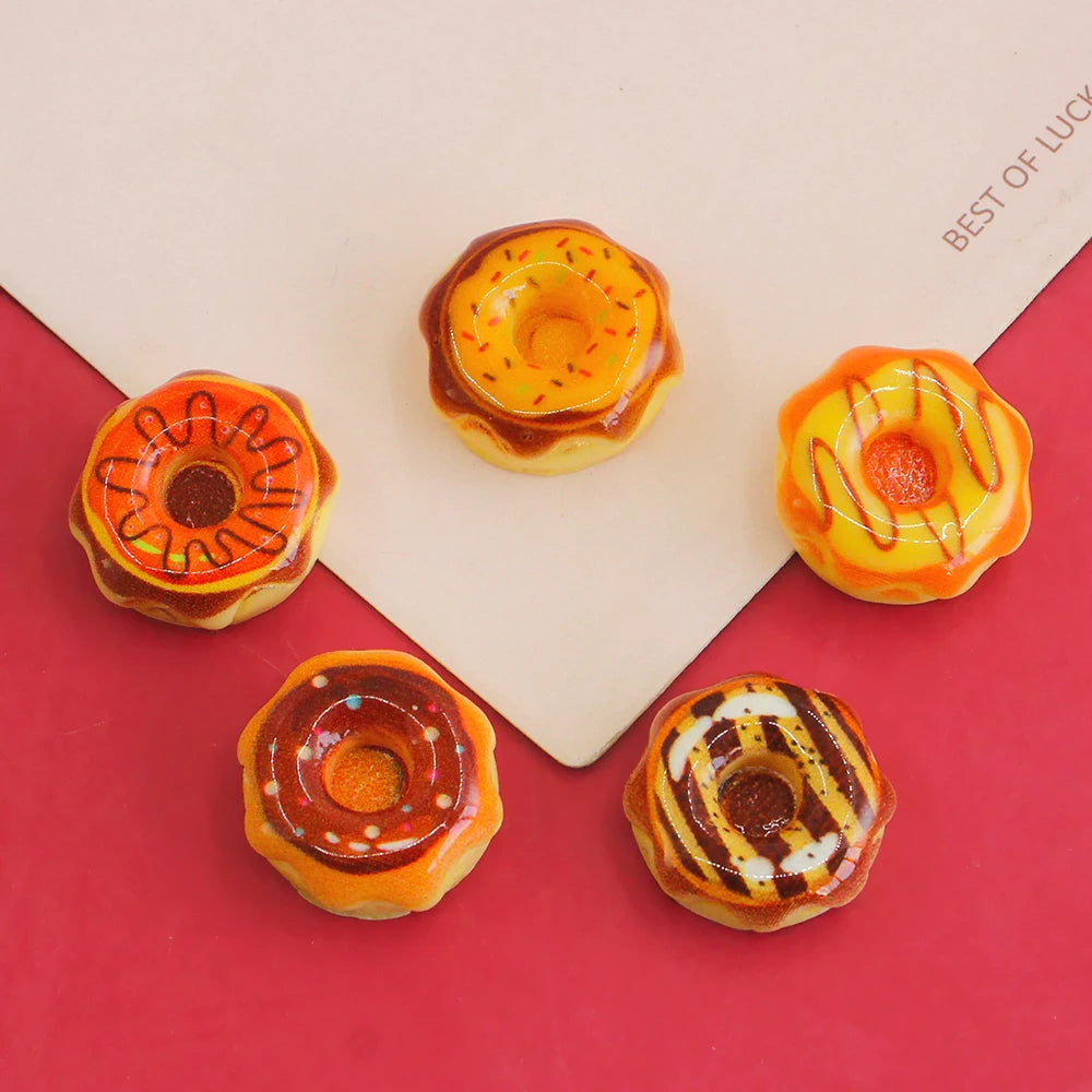 Miniature Donut Charm Resin Flatback Cabochon for DIY Scrapbook Jewelry Making Doll House Miniature Food Hairpin Decoration