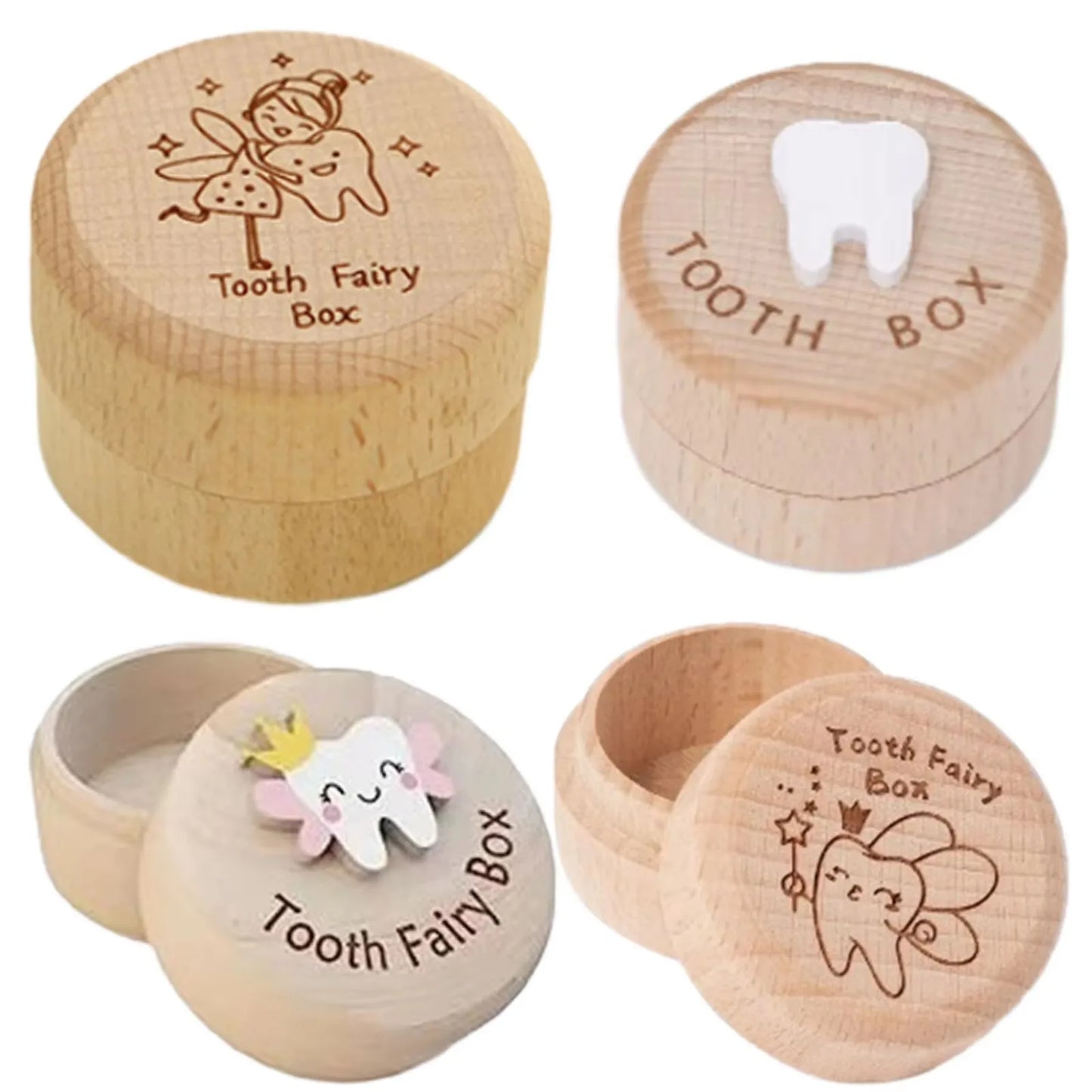 Personalized Eco-Friendly Natural Material Round Shape Wooden Jewelry Packaging Box Polished Wedding Velvet Wood Ring Tooth B