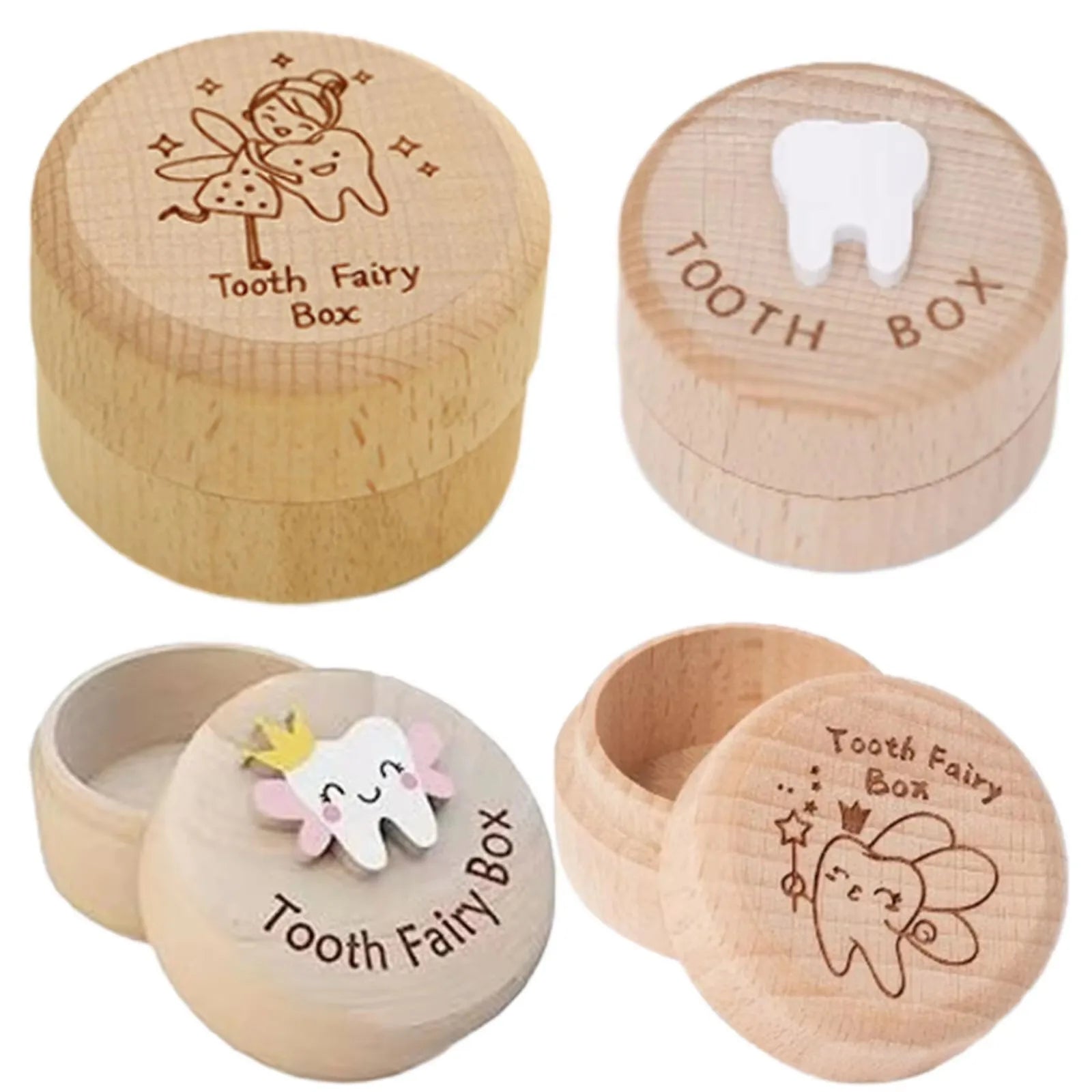 Personalized Eco-Friendly Natural Material Round Shape Wooden Jewelry Packaging Box Polished Wedding Velvet Wood Ring Tooth B