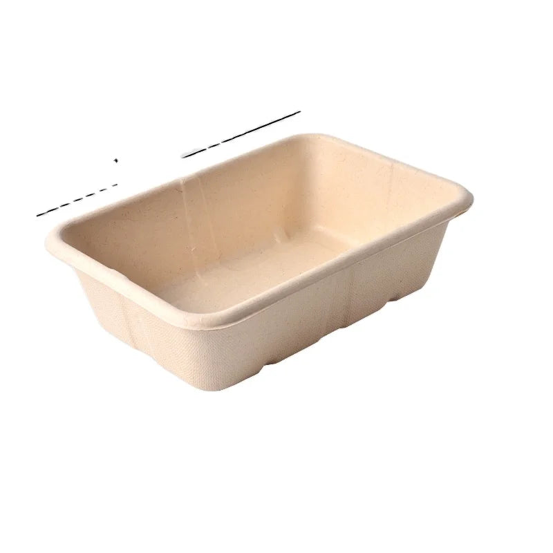 Senang 650ml Eco-friendly Disposable Biodegradable Bagasse Sugarcane Pulp Matt Lamination Sushi Takeaway Food Container Lunch