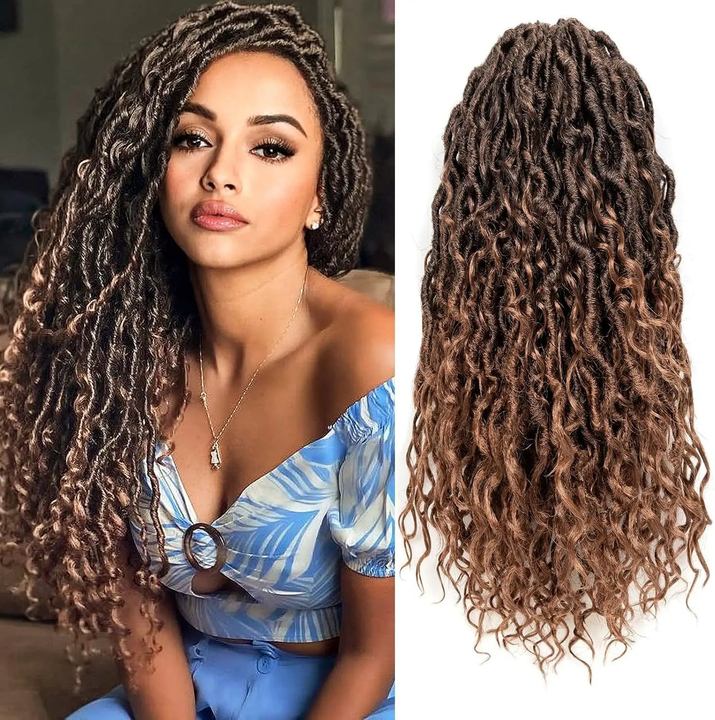 Factory Wholesale Goddess Bohemian Boho Braided Dyed High Temperature Synthetic Hair Extensions River Locs Crochet Braids Mad