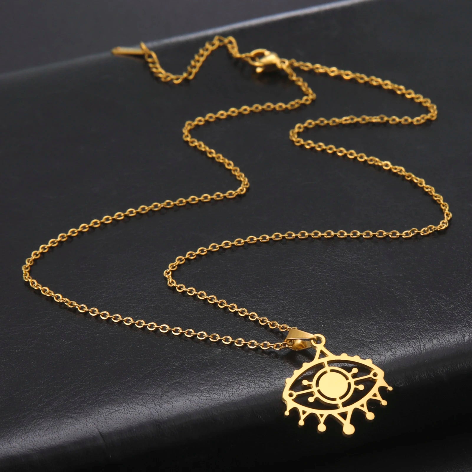 Eye of Evil Pendant Stainless Steel Necklace Fashion Jewelry Necklaces for Woman Men