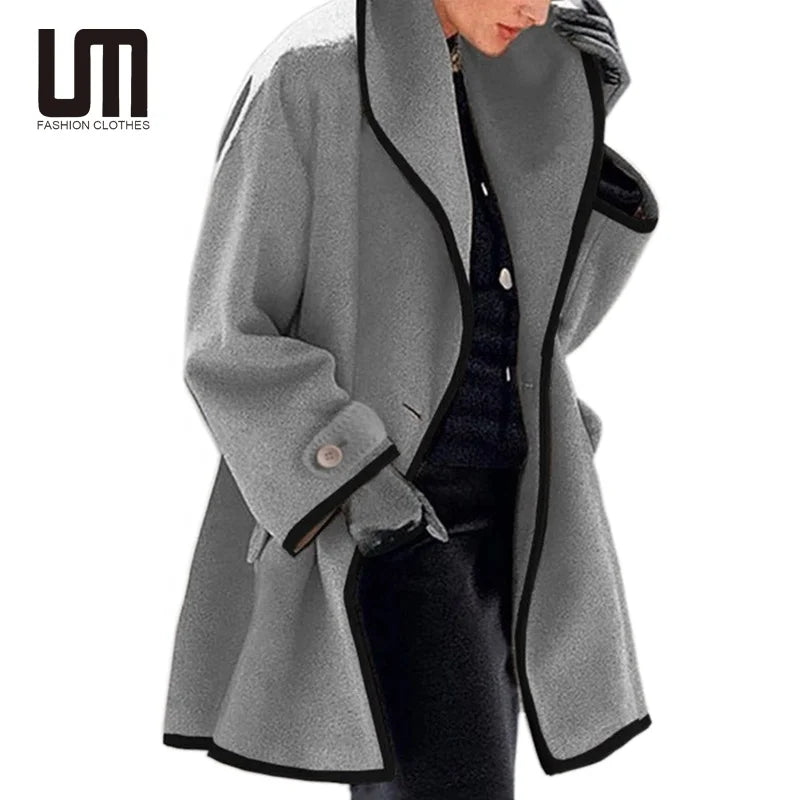 Liu Ming New Vintage Winter Womens Clothing Loose Outerwear Long Woolen Plus Size Coats