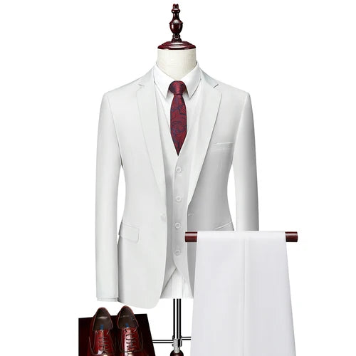 Soild Color Suits Business Blazers/best Wedding Groom's Three-piece Suit Casual  Tuxedo EUR US Size XS-3XL (Jackets+Vest+Pant