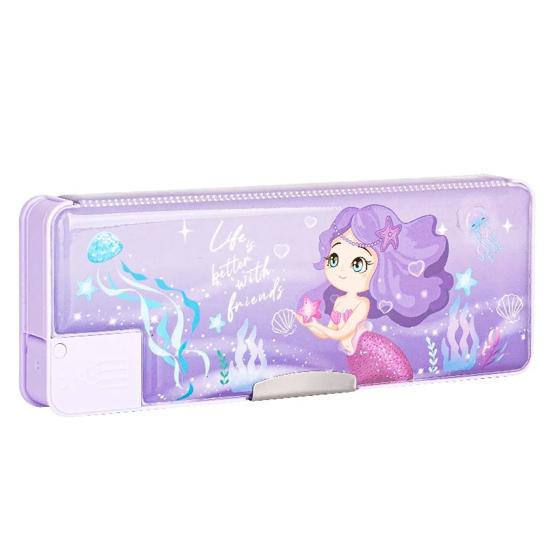 Deli BC280 Purple Cartoon Pencil case with Sharpener Large-capacity Multi-purpose Pencil case for Students 96pcs Per Carton S
