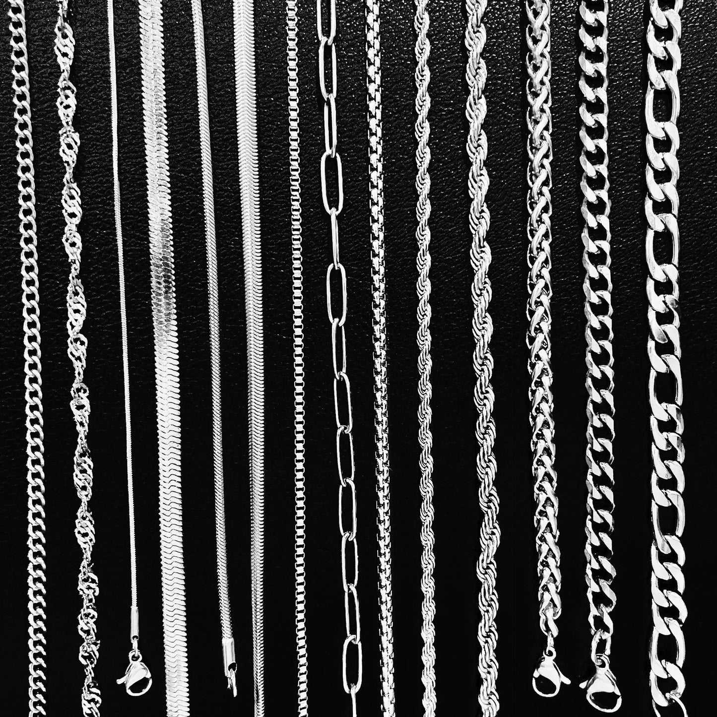 Men Hip Hop Jewelry Cuban Chain 18k Gold Plated Herringbone Choker Snake Chain Necklace Figaro Paperclip Chain Link Necklace