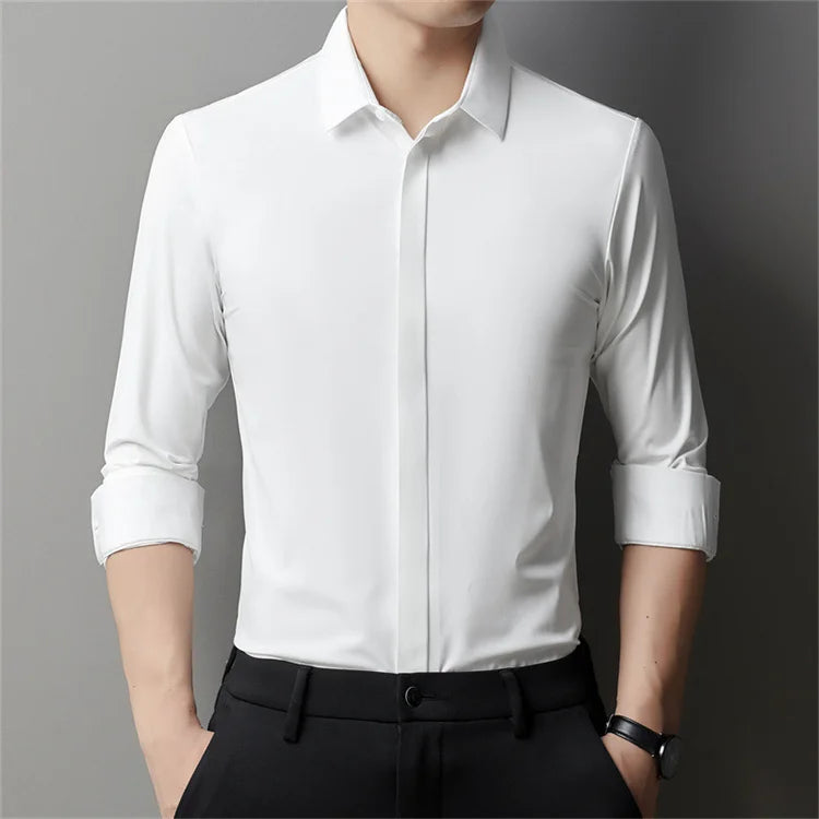 Men's High Stretch Seamless Shirt Fashion No-iron Business Shirt