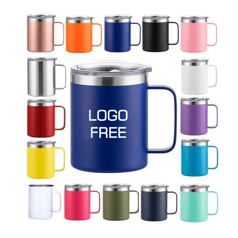 Custom logo Printed 12oz 14oz Food Grade Thermal Insulated Camp Tumbler Metal Stainless Steel Coffee Cup Travel Coffee Mug