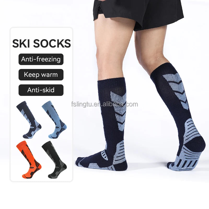 LINGTU Wholesale Ski SocksThermal Knee High Winter Warm Sports Performance Socks Non-Slip Skiing Socks for Men & Women Skisoc