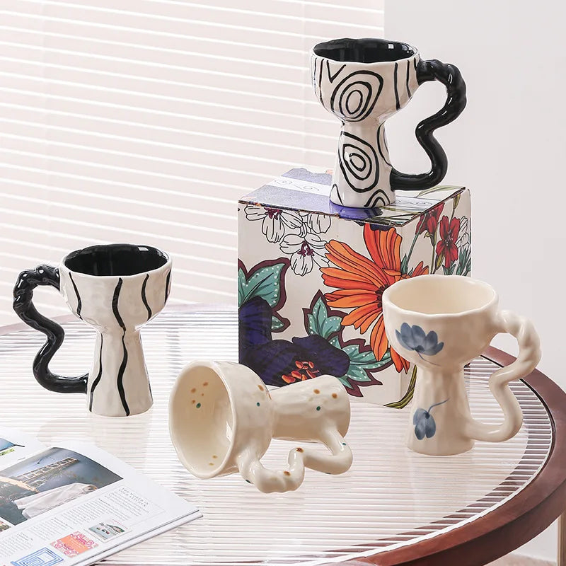 Vintage Shaped Handle Mug Personality Niche Goblet