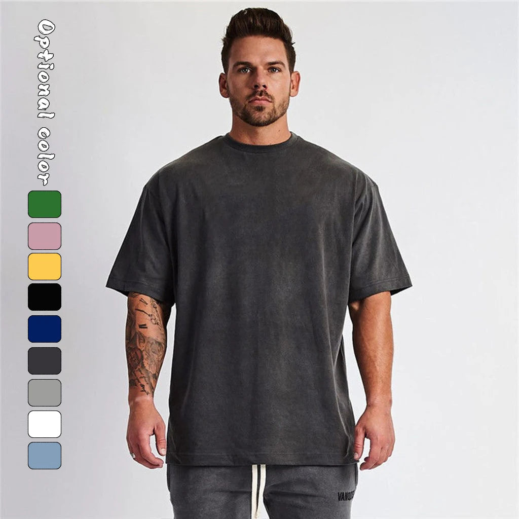 Wholesale 95% Cotton 5% Elastane Plain T Shirt Blank Crewneck Oversized Dropped Shoulder Tshirt