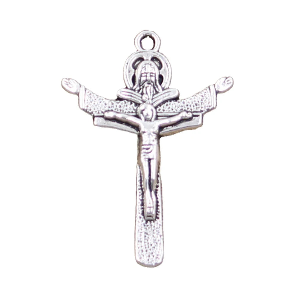 Charms Cross Jesus 42x30mm Tibetan Silver Color Pendants Antique Jewelry Making DIY Handmade Craft